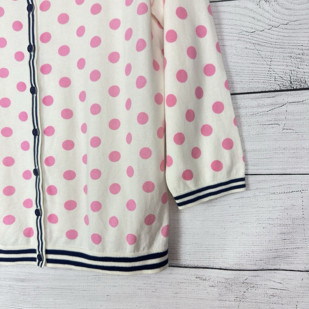 Talbots Charming Cardigan Dot Print Pink Size Large Coquette Preppy Valentines - Picture 4 of 7